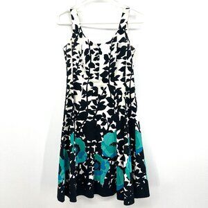 Nine West Floral Multicolor A-Line Midi Dress Women's 2P